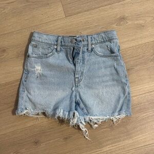Madewell Light Wash Frayed Hem Denim Shorts